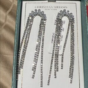 Christian Siriano Sparkling Silver Fringe Earrings